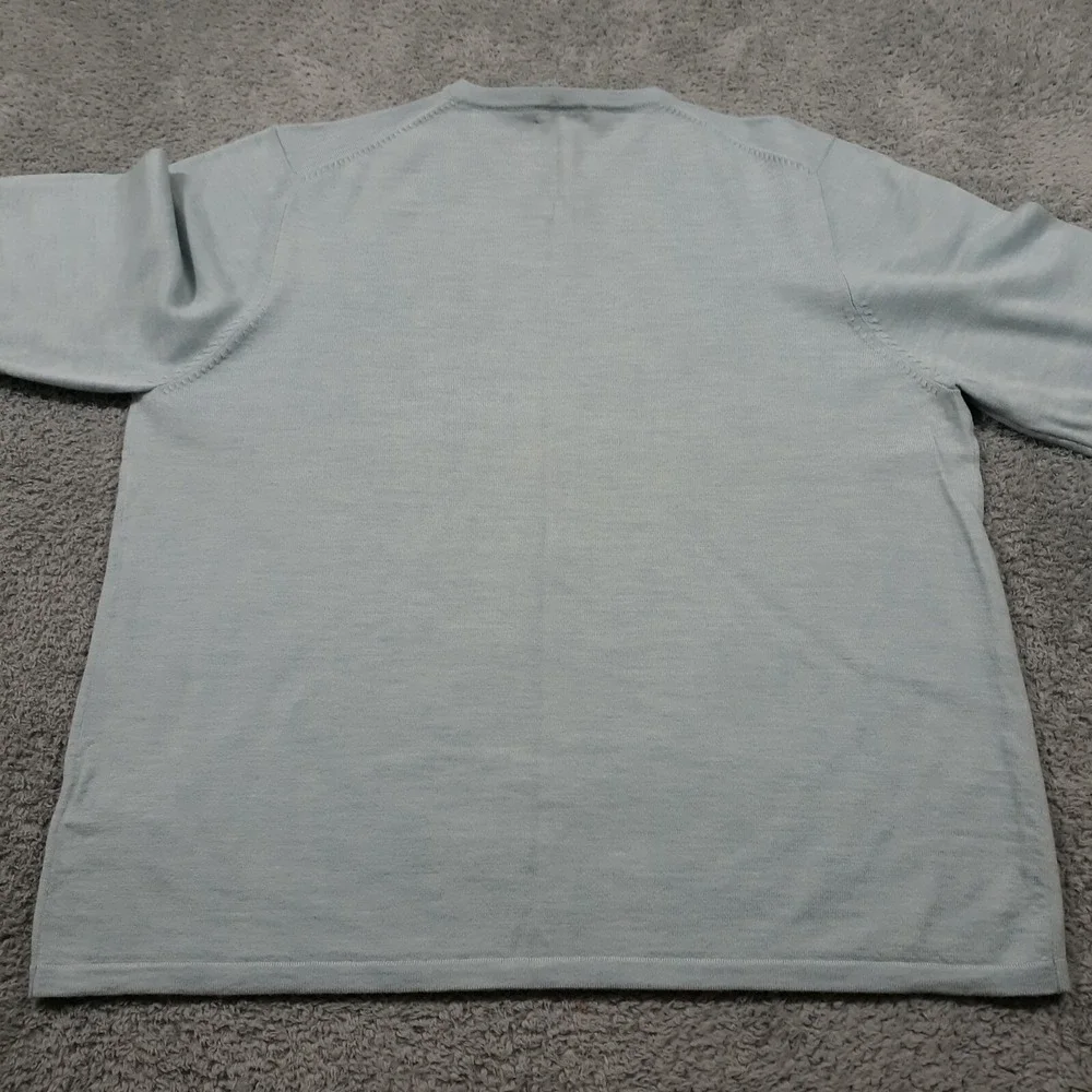 J.CREW Sweater Mens XL Merino Wool V-Neck Pullover Light Blue